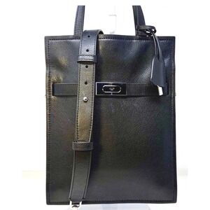 Tory Burch Lee Radziwill Black Leather Small Shopper Tote